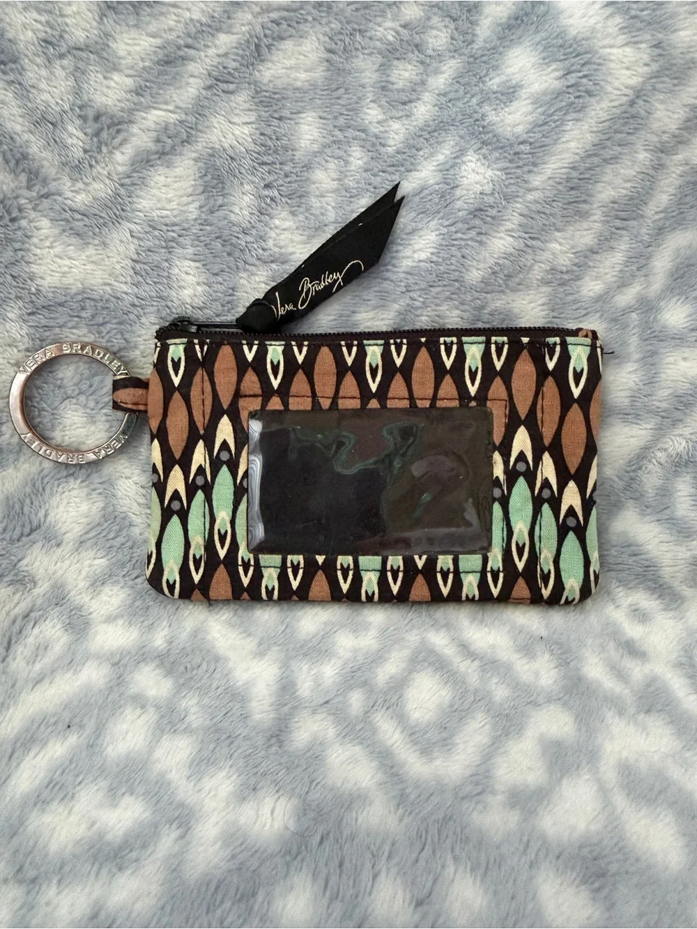 Vera Bradley Brown & Mint Patterned ID Key Card Holder